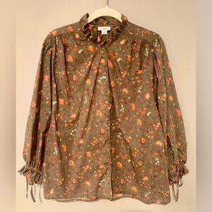Sundance Floral Blouse - Orange and Brown - M